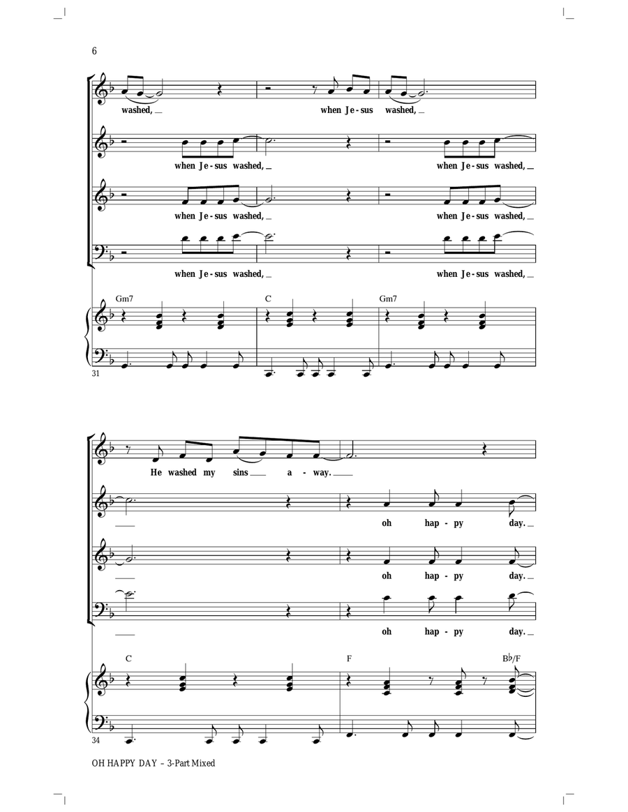 Oh Happy Day (arr. Roger Emerson) 3-Part scores gallery preview page 6