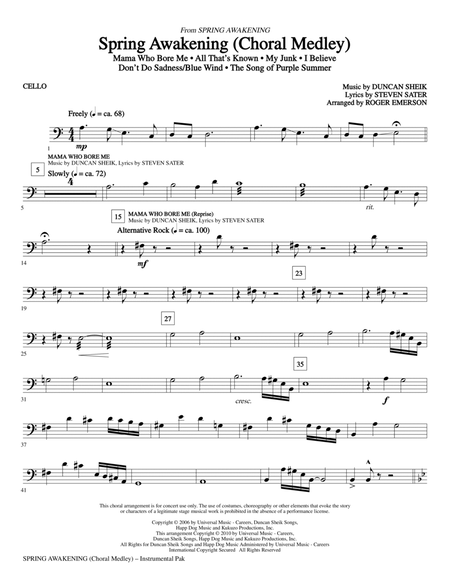 Spring Awakening (Choral Medley) - Cello