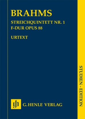 Book cover for String Quintet No. 1 Op. 88 in F Major