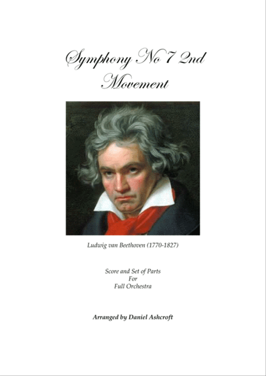 Beethoven's Symphony No 7 2nd Movement - Score and Parts Full Orchestra scores gallery preview page 1