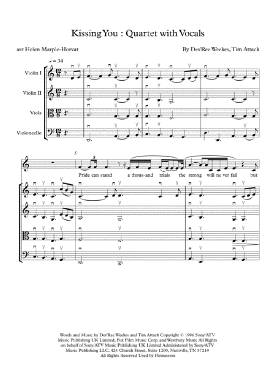 Kissing You String Quartet scores gallery preview page 5