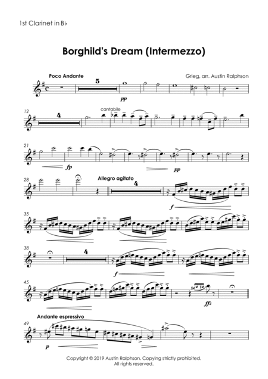 Borghild’s Dream - clarinet quintet Clarinet Quintet scores gallery preview page 5