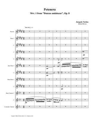 Petenera (Mvt. 1 from Danzas andaluzas, Op. 8) by Juaquín Turina (Flute Nonet + 2BCl, CalCl.)