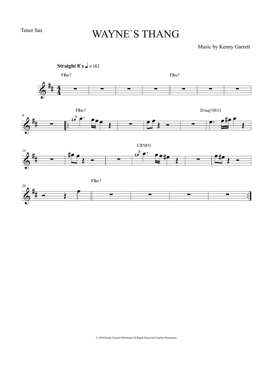 Wayne's Thang Wayne's Thang Tenor Saxophone scores gallery preview page 1