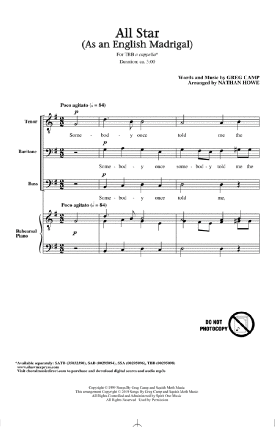 All Star (As an English Madrigal) (arr. Nathan Howe) 3-Part scores gallery preview page 1
