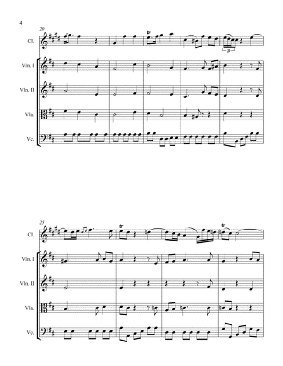 Sonata in D for Clarinet and String Quartet I. Andante