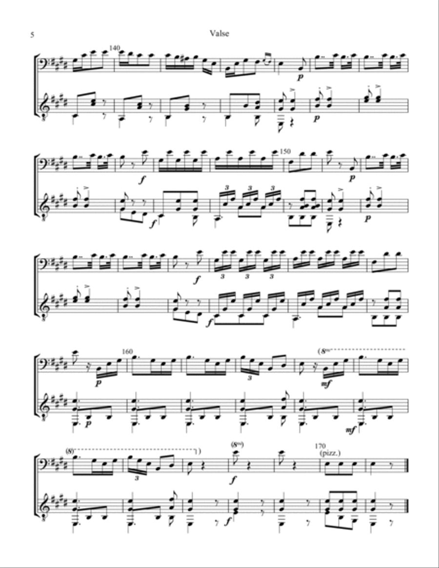 Valse / Waltz Op. 34 for cello and guitar String Duet scores gallery preview page 6