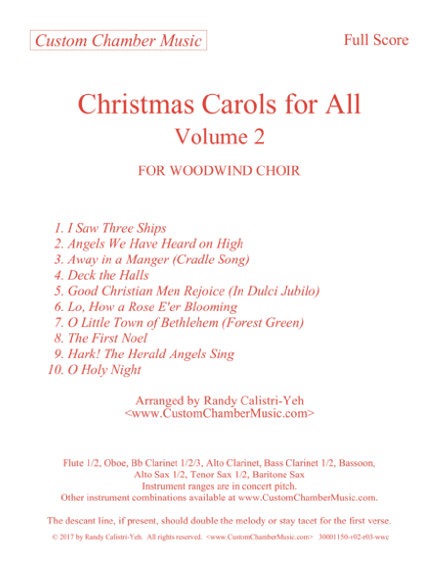 Christmas Carols for All, Volume 2 (for Woodwind Choir)