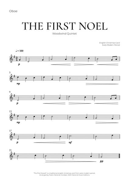 The First Noel (Woodwind Quintet) - Christmas Carol image number null