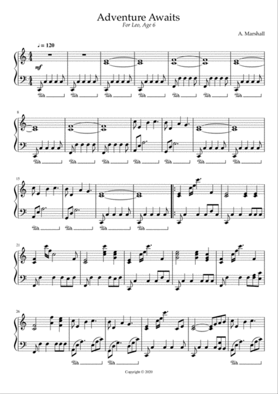 Adventure Awaits Adventure Awaits Piano Solo scores gallery preview page 1