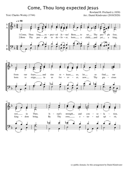Come Thou Long Expected Jesus - SATB Gospel Arrangement image number null