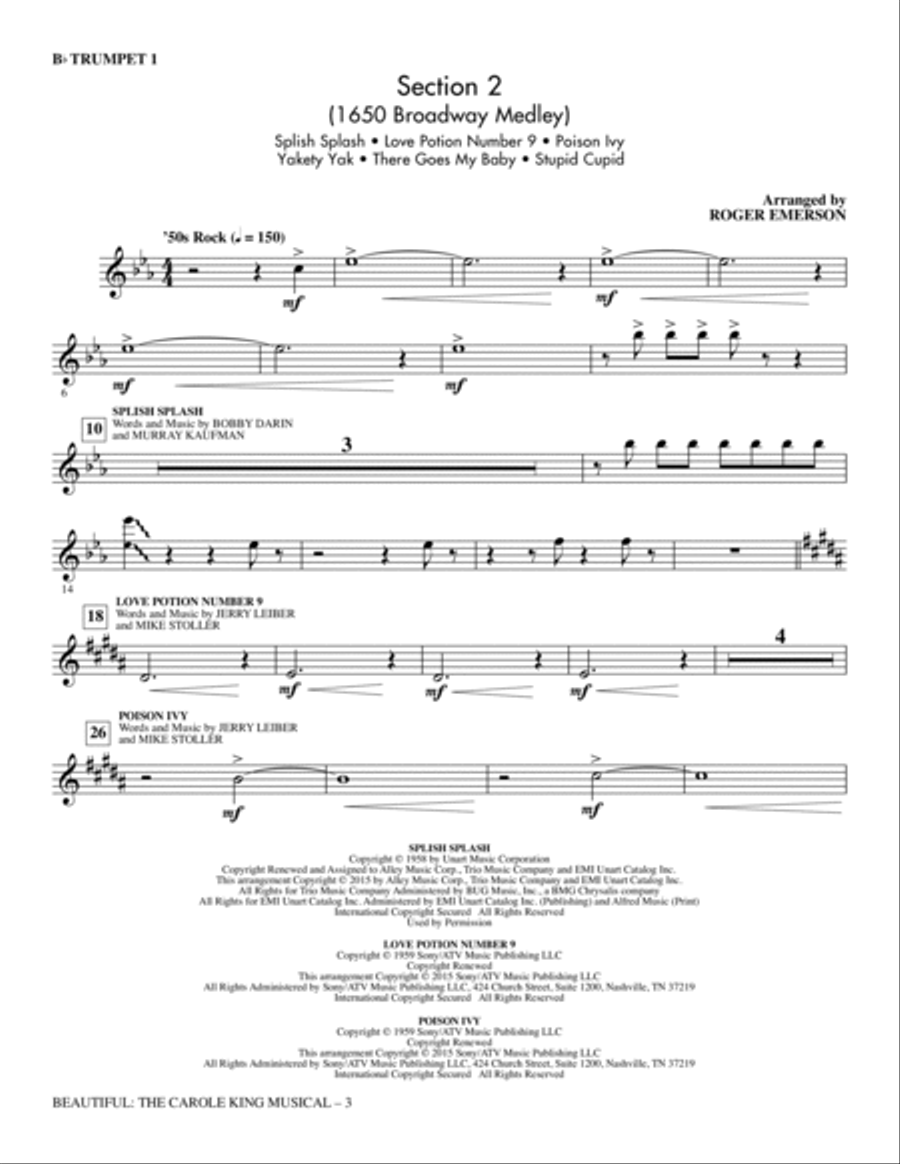 Beautiful: The Carole King Musical (Choral Selections) - Trumpet 1 Choir scores gallery preview page 3