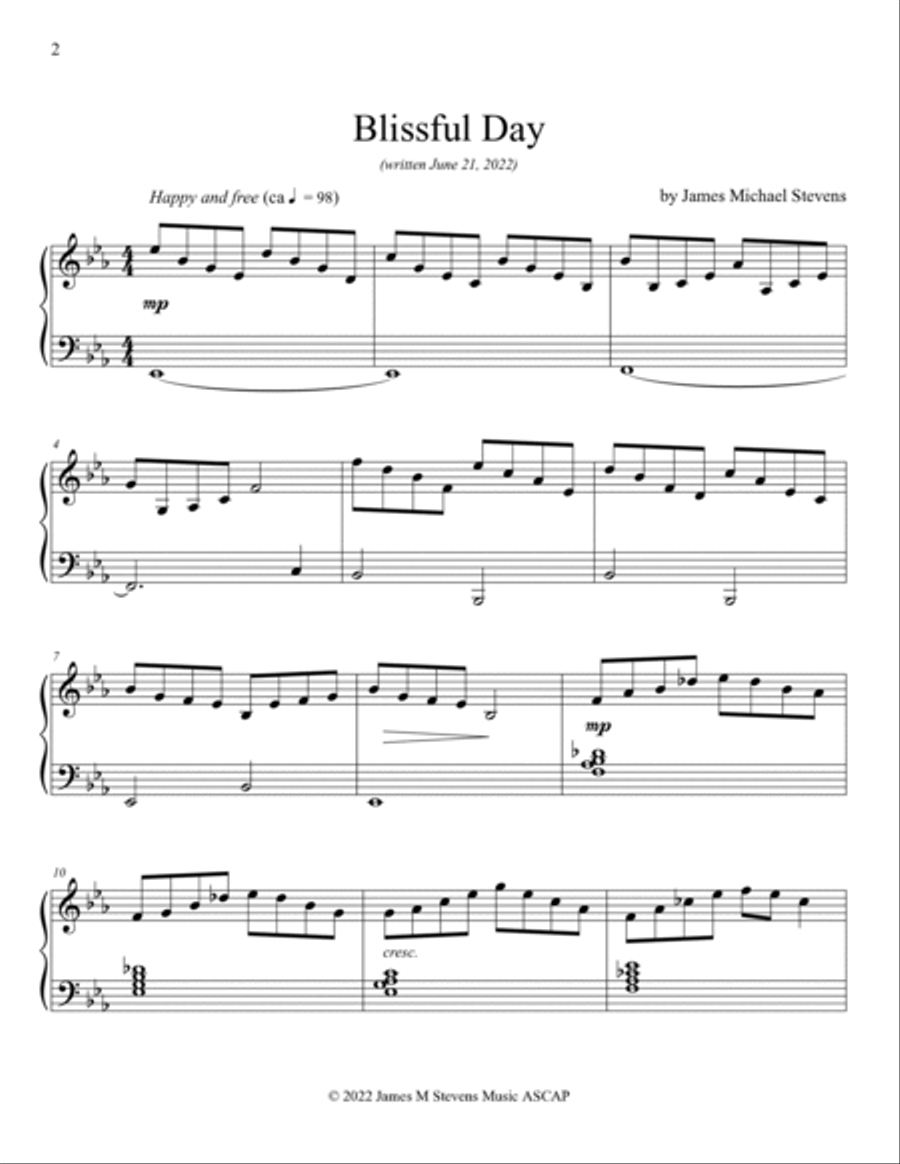 Blissful Day Piano Solo scores gallery preview page 2