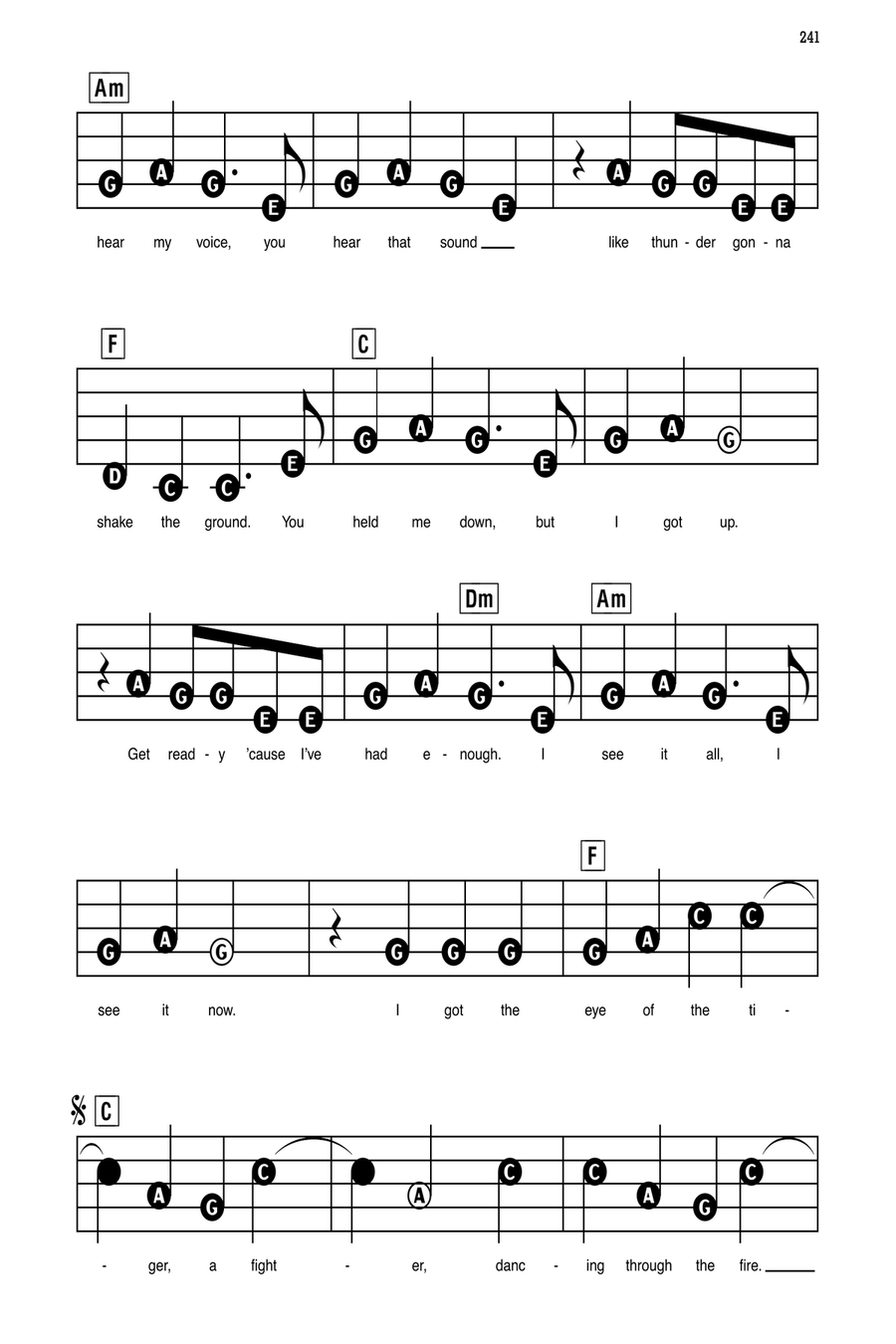 Roar by Katy Perry Electronic Keyboard Digital Sheet Music