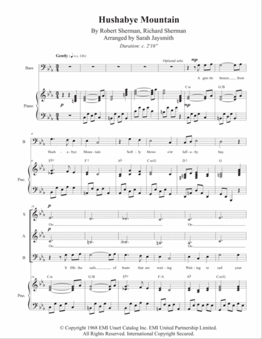 Hushabye Mountain 4-Part scores gallery preview page 1