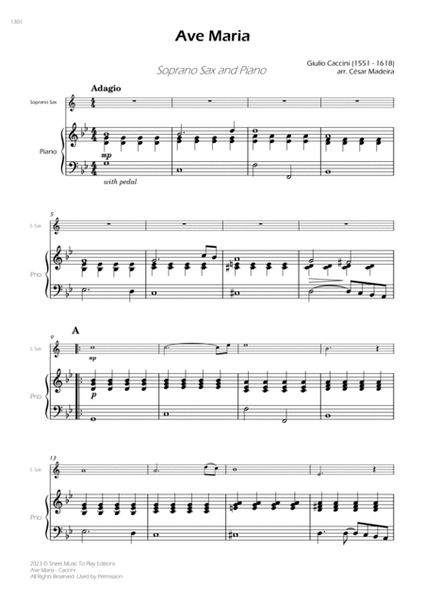 Caccini - Ave Maria - Soprano Sax and Piano (Full Score and Parts) image number null