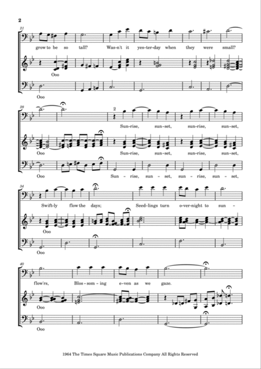 Sunrise, Sunset A Cappella scores gallery preview page 2