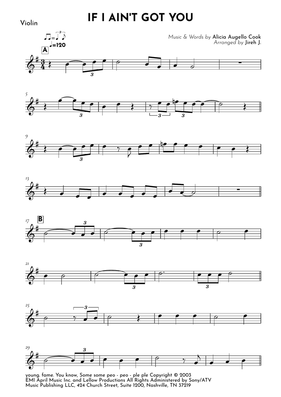 If I Ain't Got You Violin Solo scores gallery preview page 2