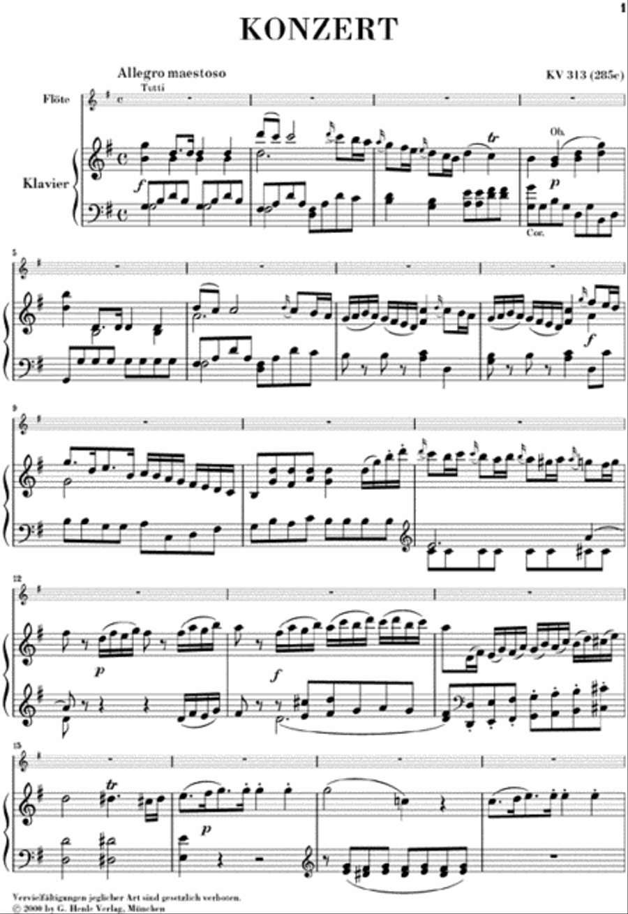 Concerto for Flute and Orchestra G major KV 313 Flute Solo scores gallery preview page 2