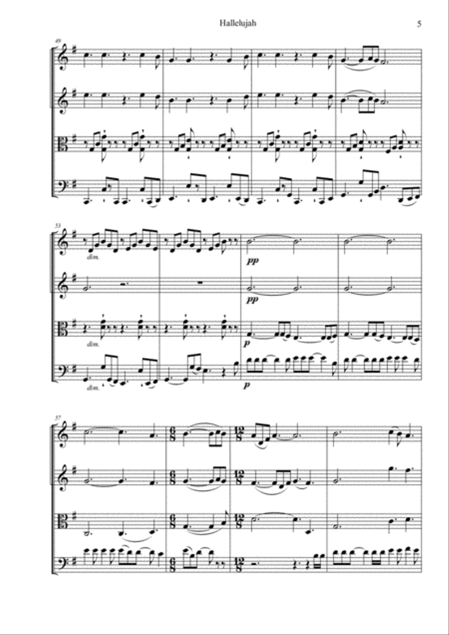 Hallelujah String Quartet scores gallery preview page 5