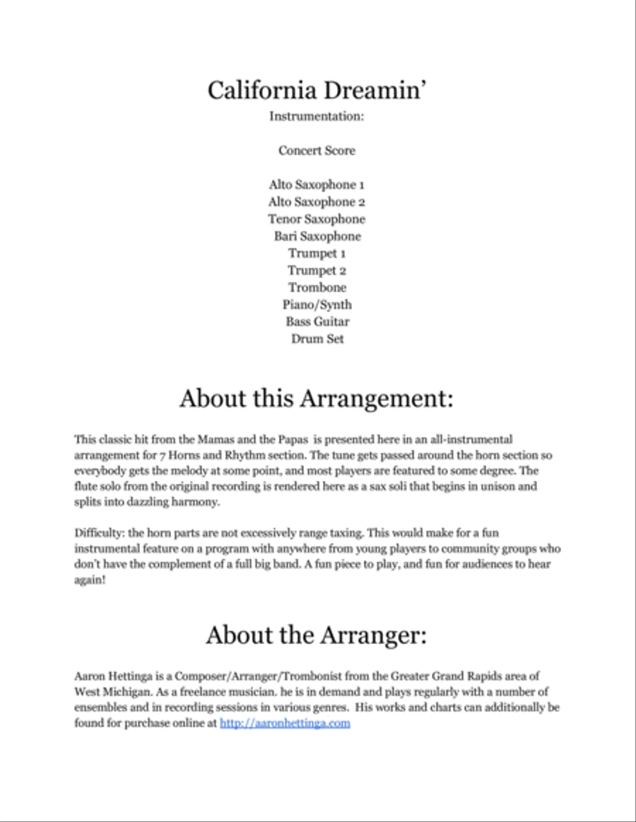 California Dreamin' Small Ensemble scores gallery preview page 2