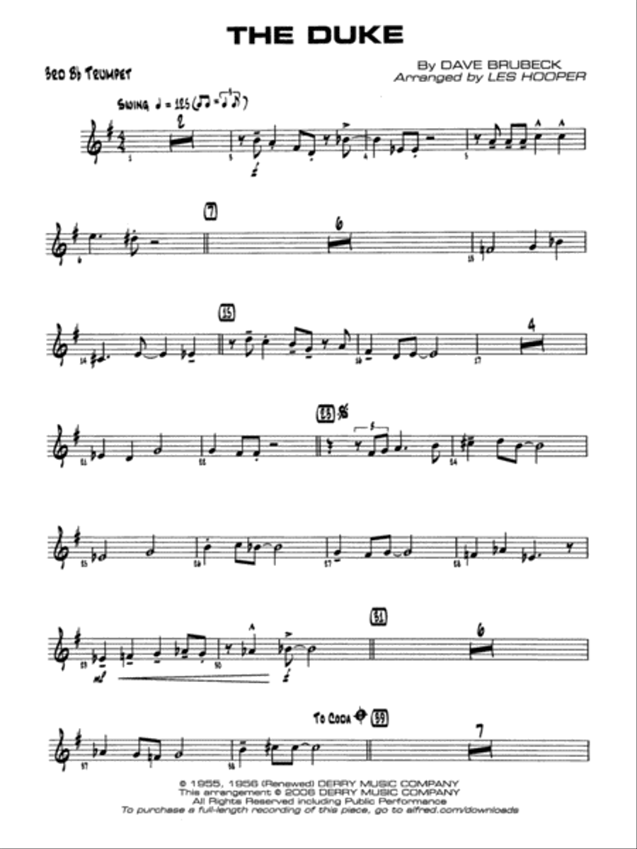 The Duke: 3rd B-flat Trumpet Jazz Ensemble scores gallery preview page 1