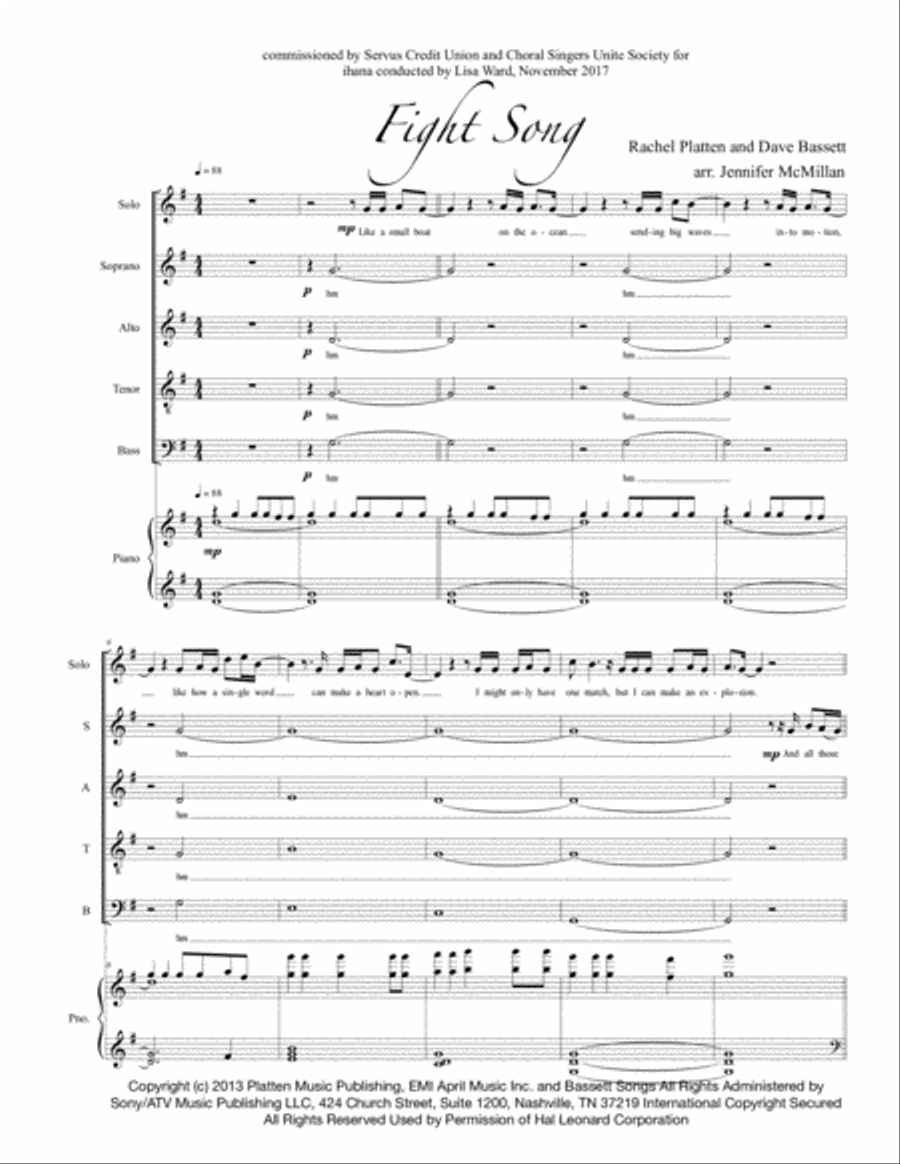 Fight Song 4-Part scores gallery preview page 1