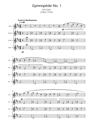 Gymnopedie No. 1 - Violin Quartet