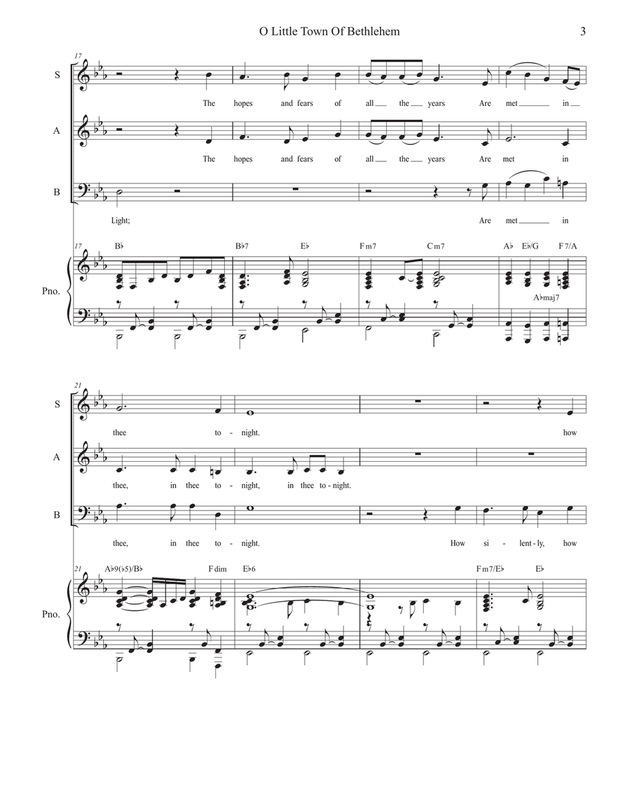 O Little Town Of Bethlehem (SAB) 3-Part scores gallery preview page 3