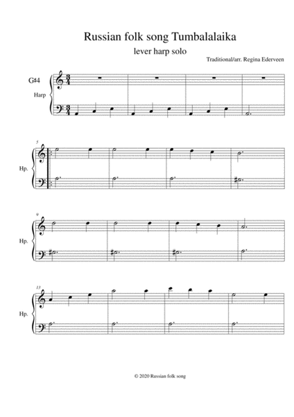Russian folk song Tumbalalaika - lever harp solo image number null