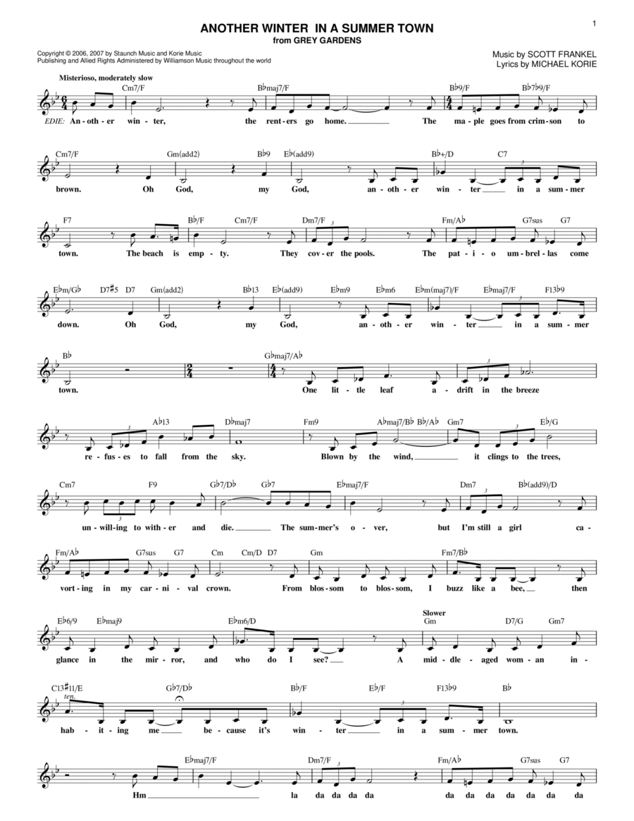 Another Winter In A Summer Town Piano scores gallery preview page 1