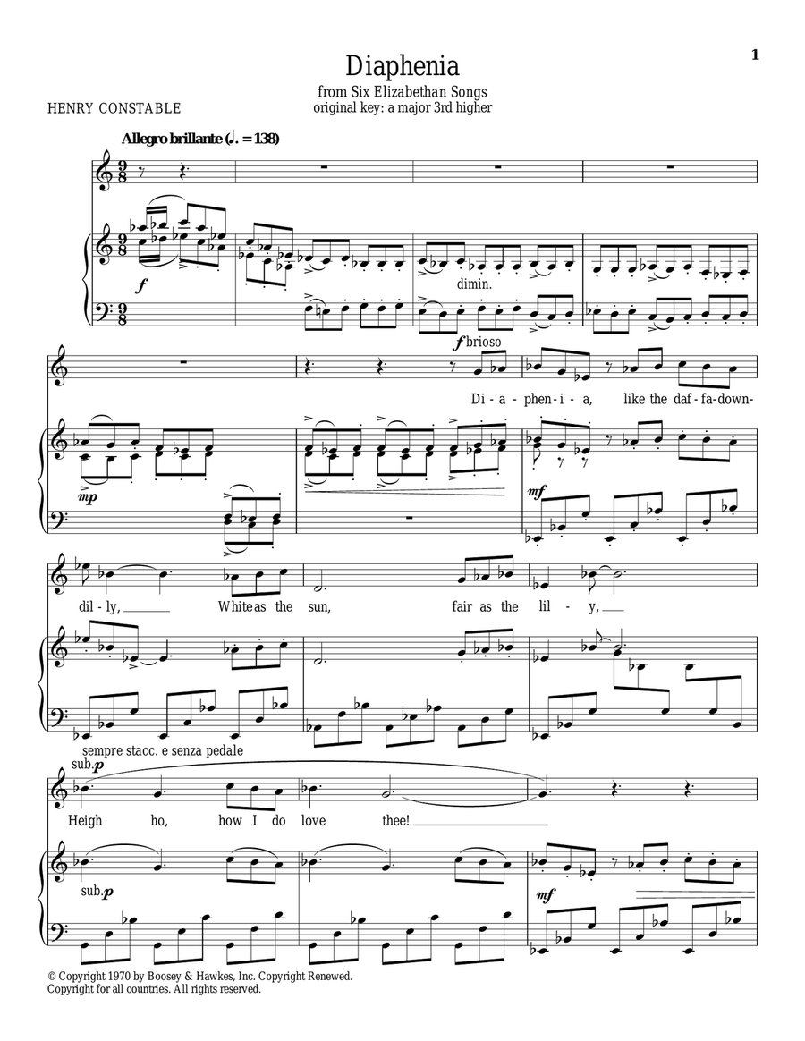 Diaphenia Piano, Vocal scores gallery preview page 1