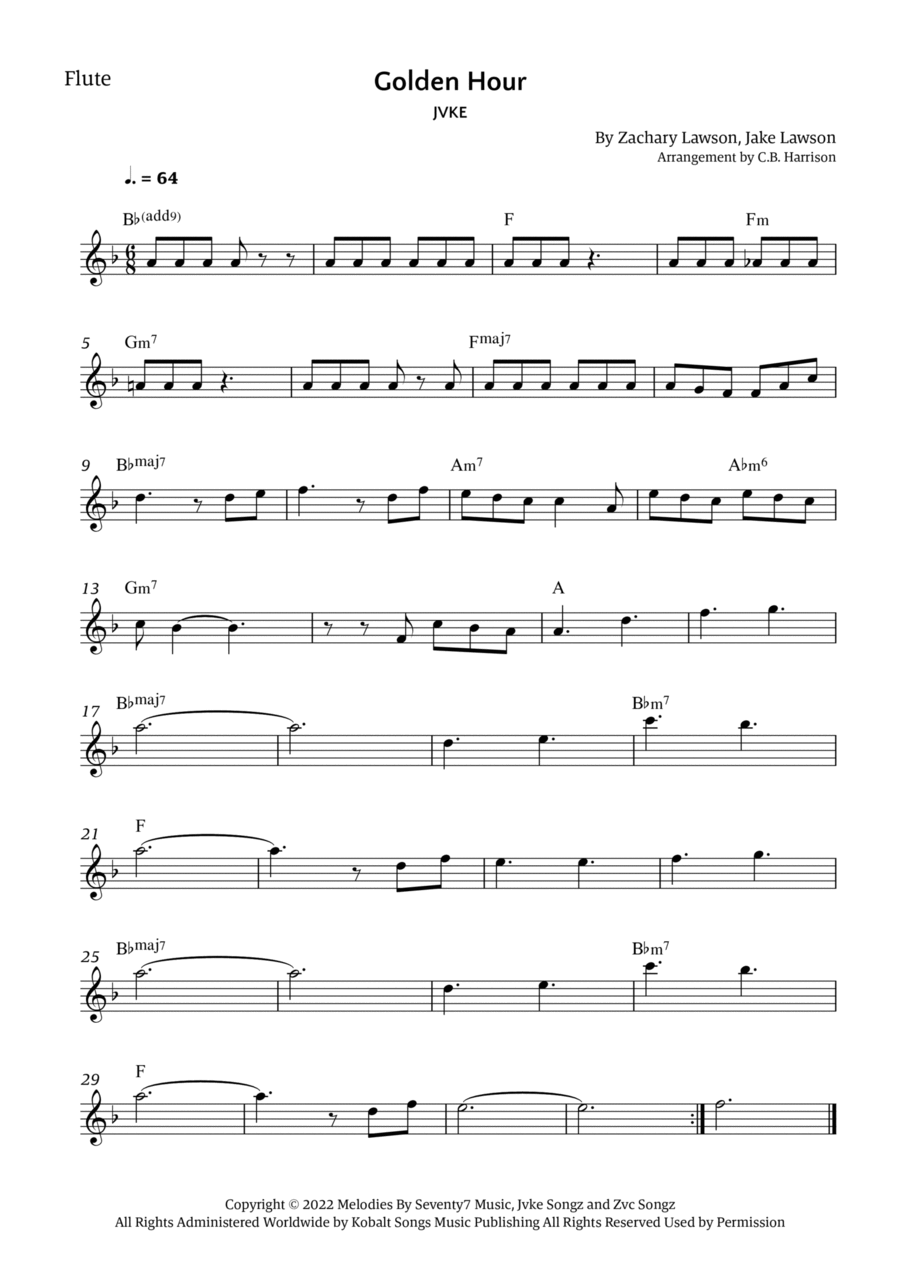 Golden Hour Flute Solo scores gallery preview page 1