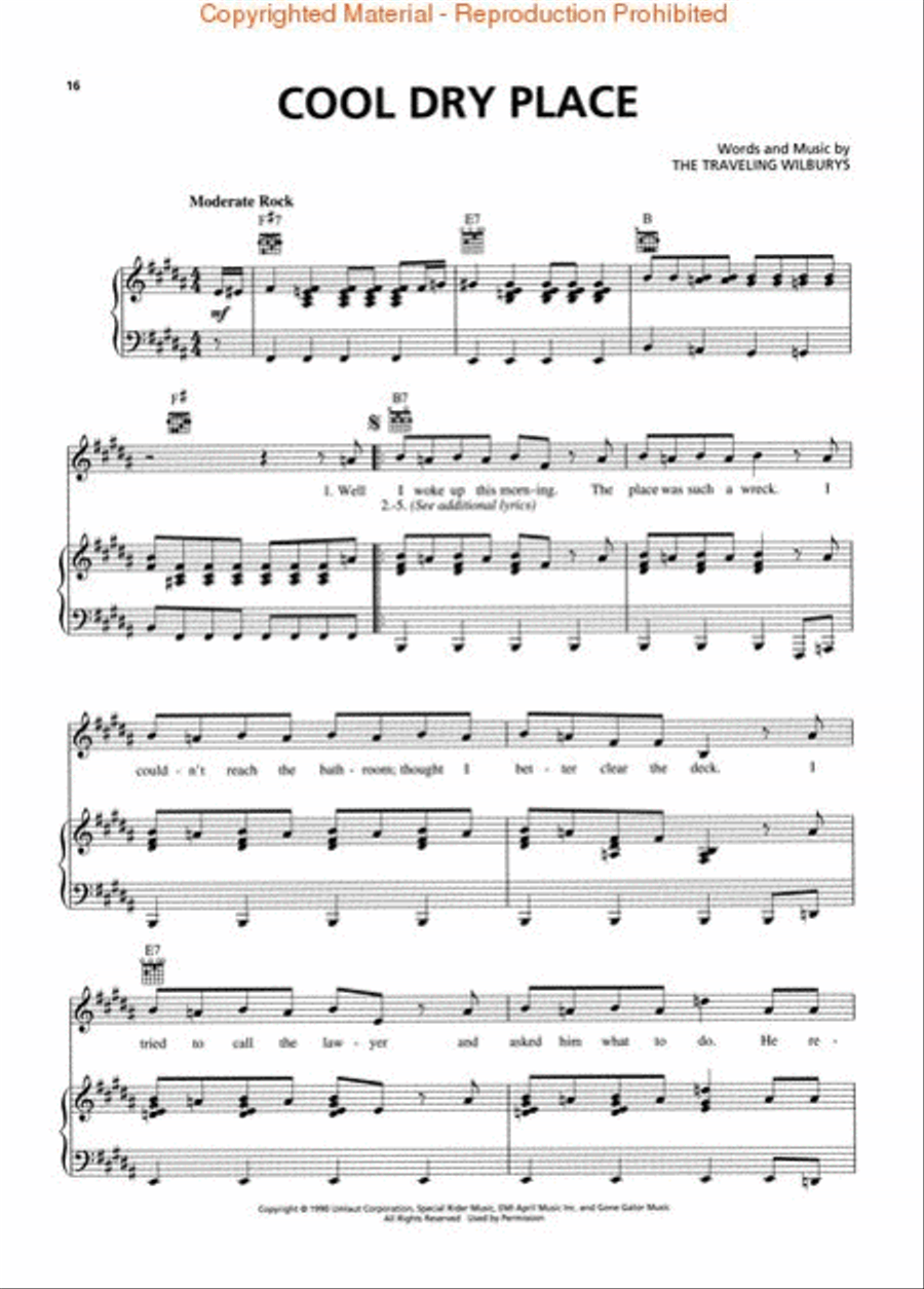 Traveling Wilburys Piano, Vocal, Guitar scores gallery preview page 4