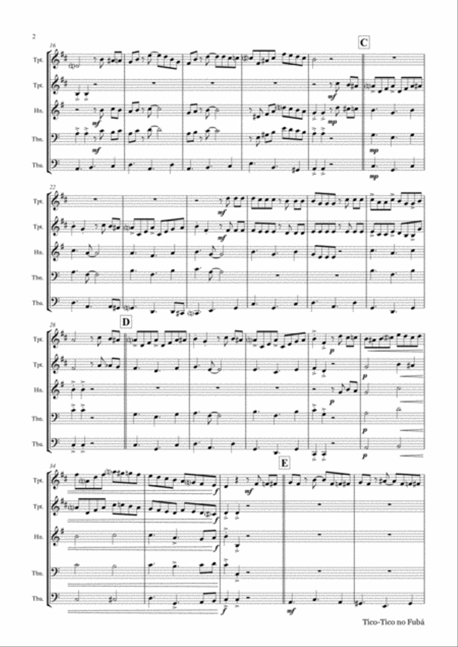 Tico-Tico no Fubá - Choro - Brass Quintet Brass Quintet scores gallery preview page 3