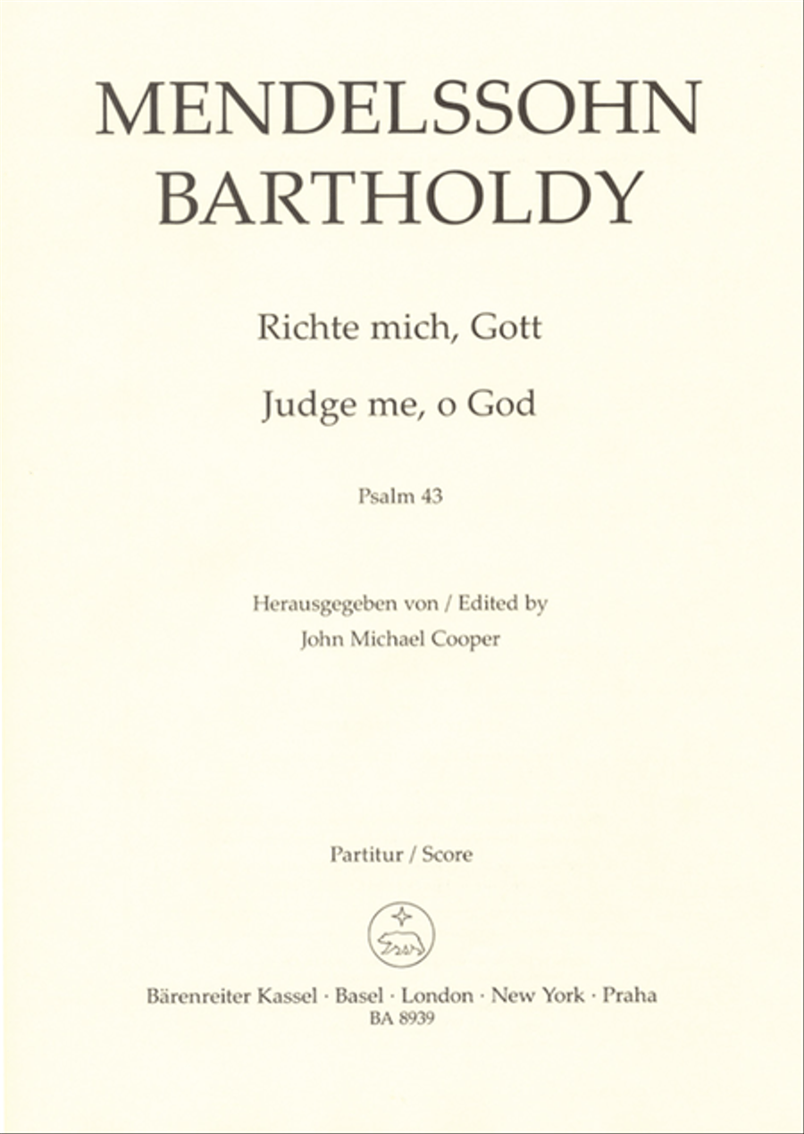 Book cover for Judge me, O God, op. 78