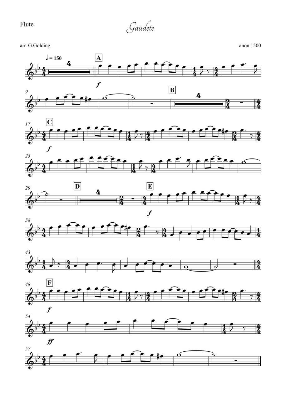 Gaudete Gaudete Flute Solo scores gallery preview page 3