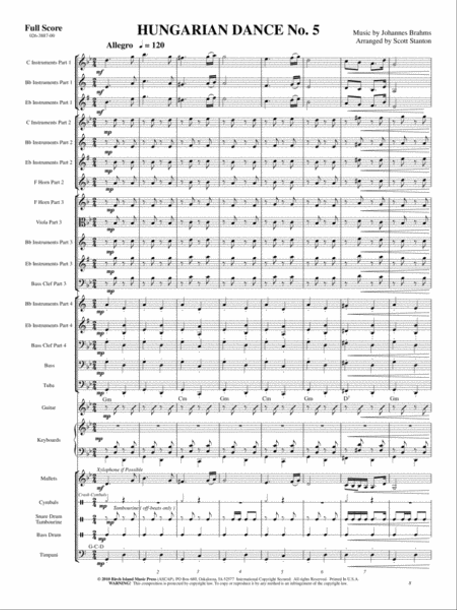 Hungarian Dance No. 5 Concert Band scores gallery preview page 2