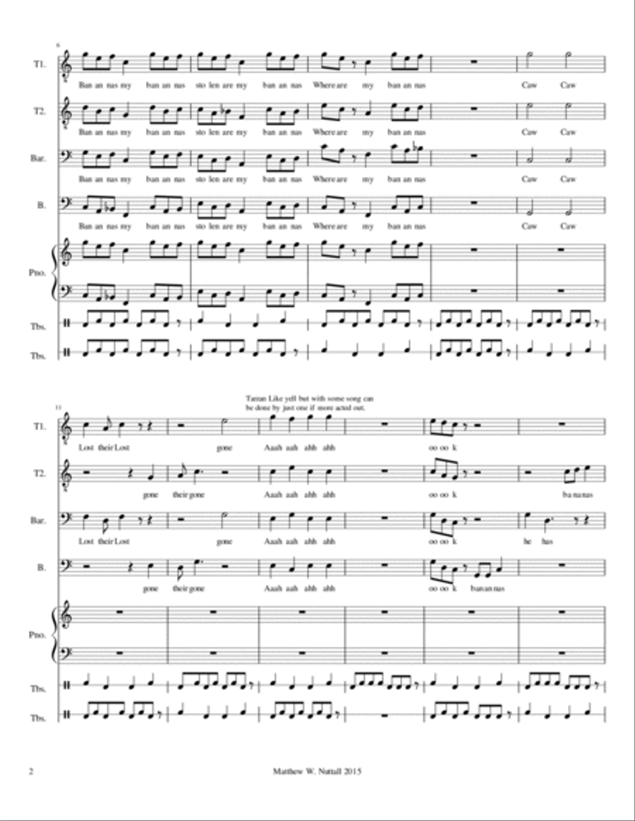 Jungle Song or Missing Bananas TTBB scores gallery preview page 2