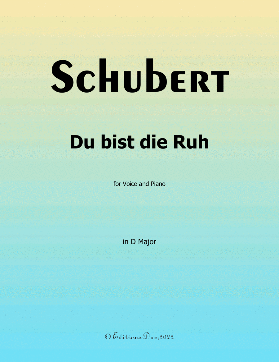 Du bist die Ruh, by Schubert, in D Major Voice scores gallery preview page 1