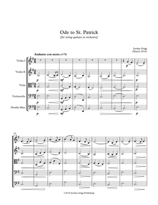 Book cover for Ode to St Patrick (for string quintet or orchestra) - Score and parts