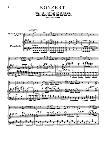 Concerto In A Major For Clarinet, K. 622