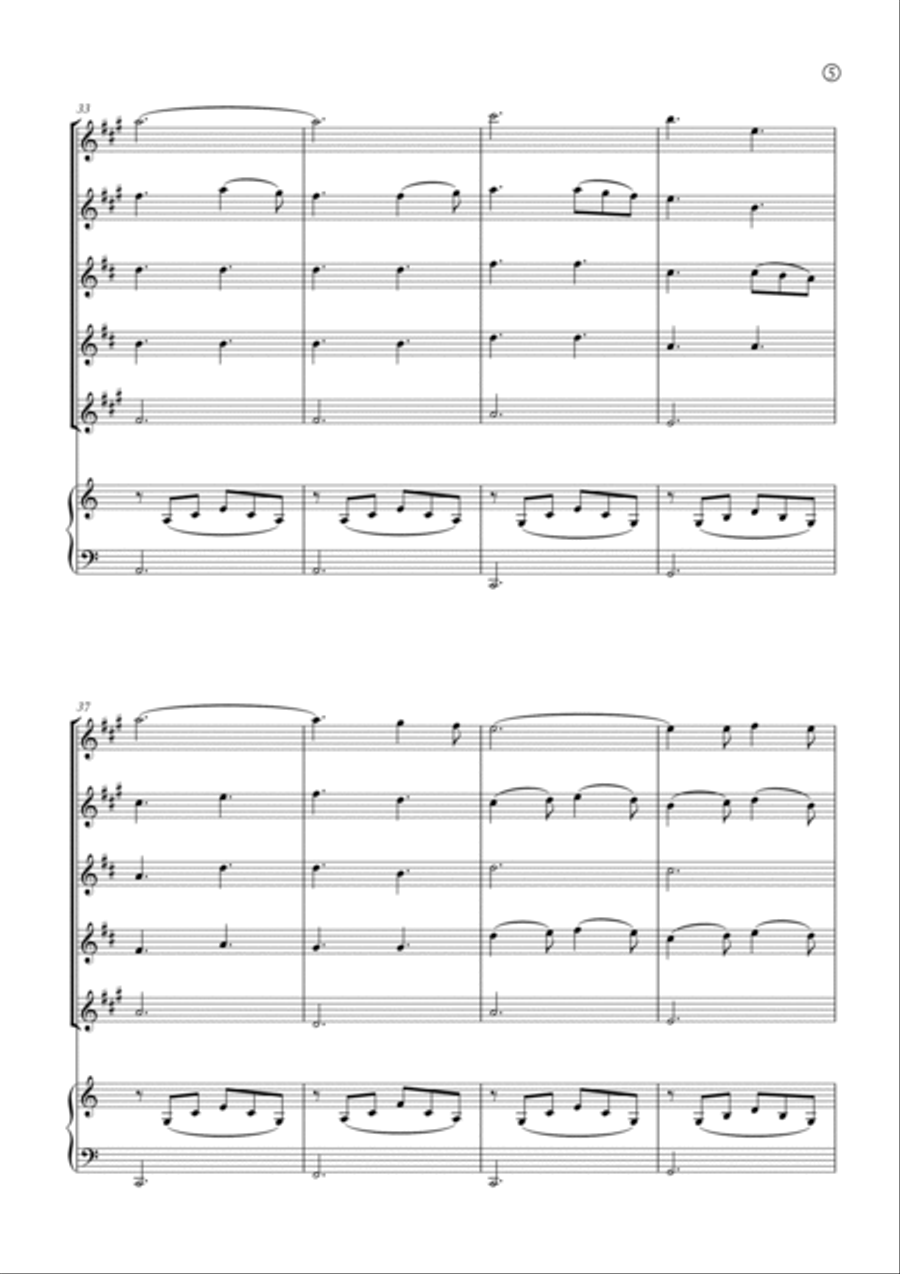 Oh Holy night Saxophone Quintet scores gallery preview page 5