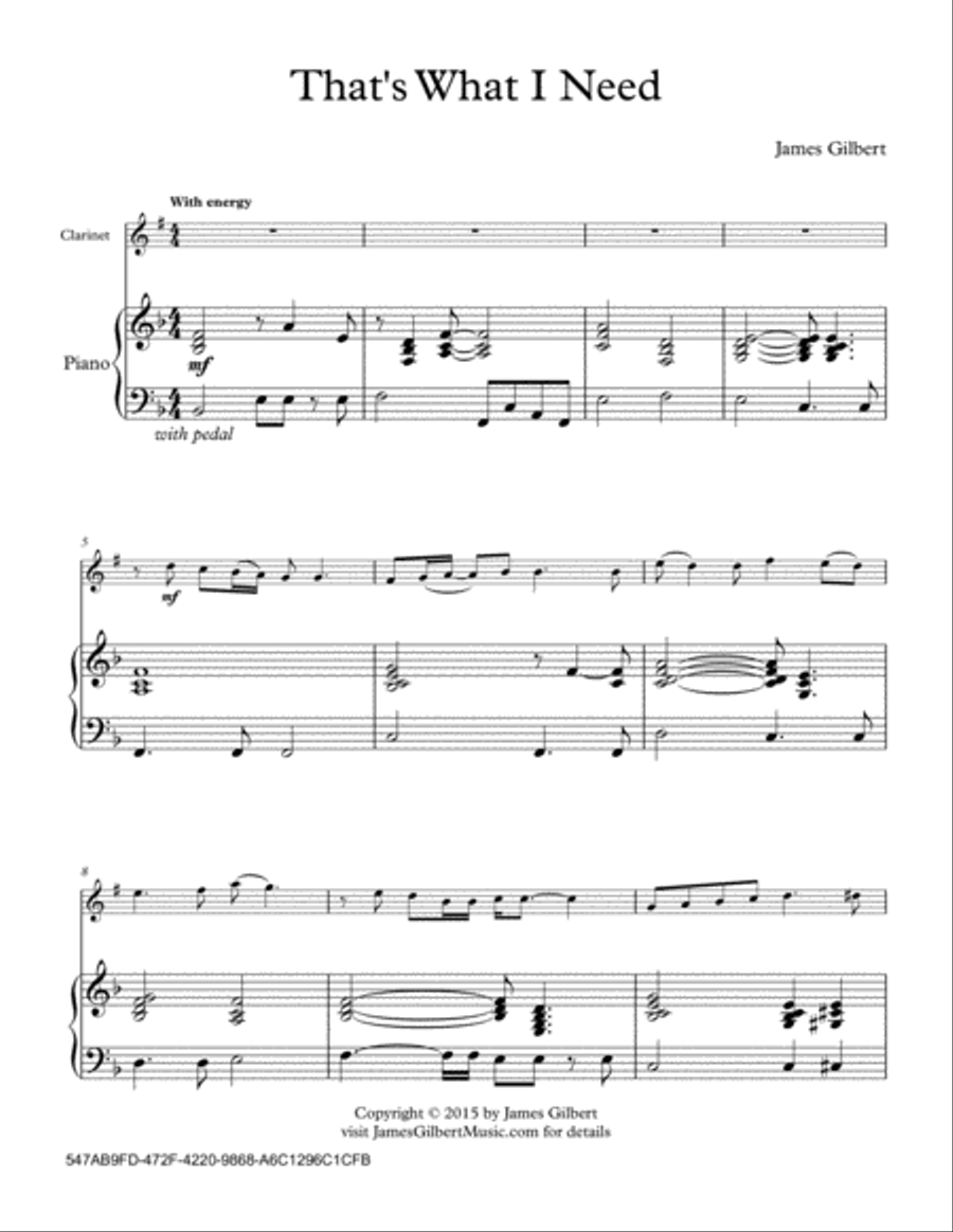 That's What I Need Clarinet Solo scores gallery preview page 1