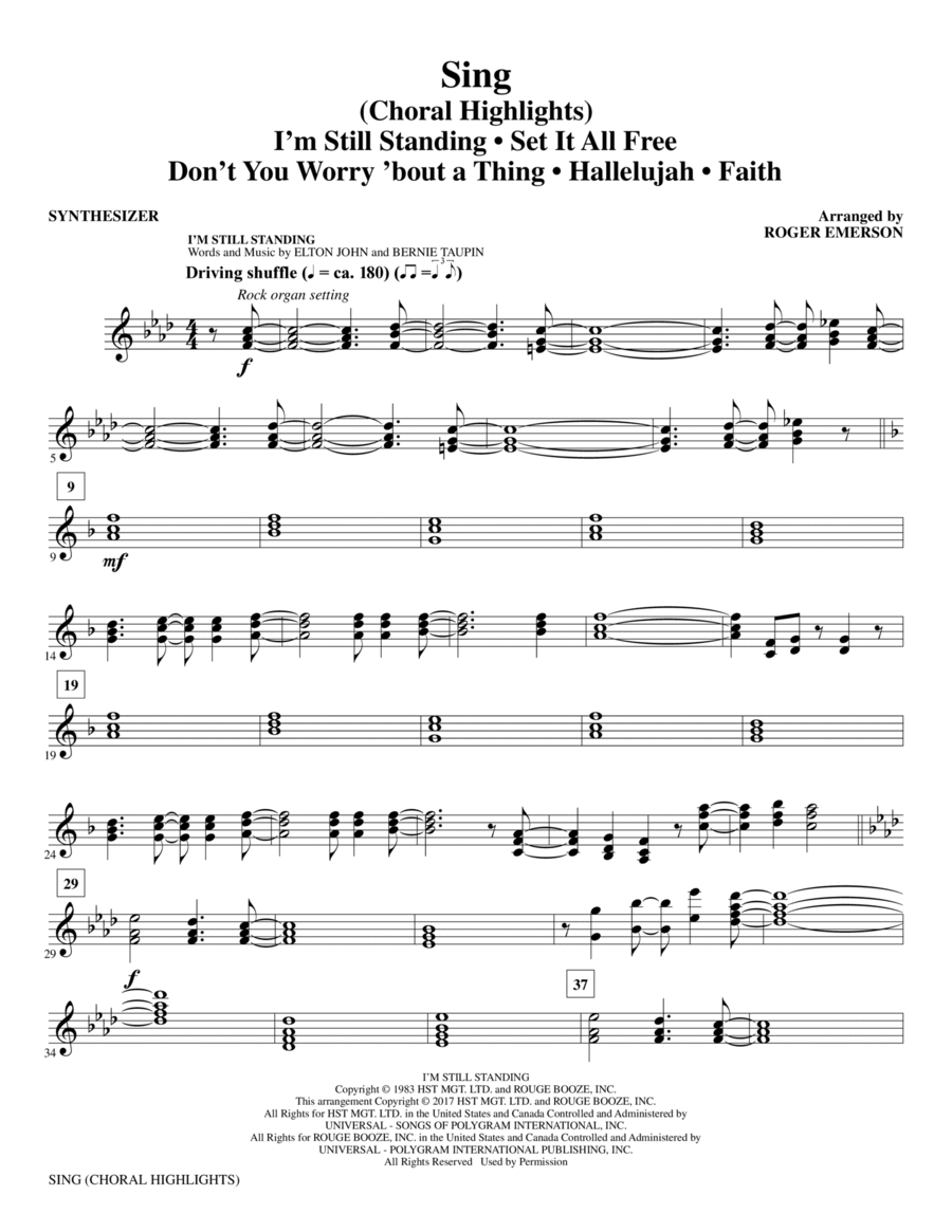 Sing (Choral Highlights) - Synthesizer Choir scores gallery preview page 1