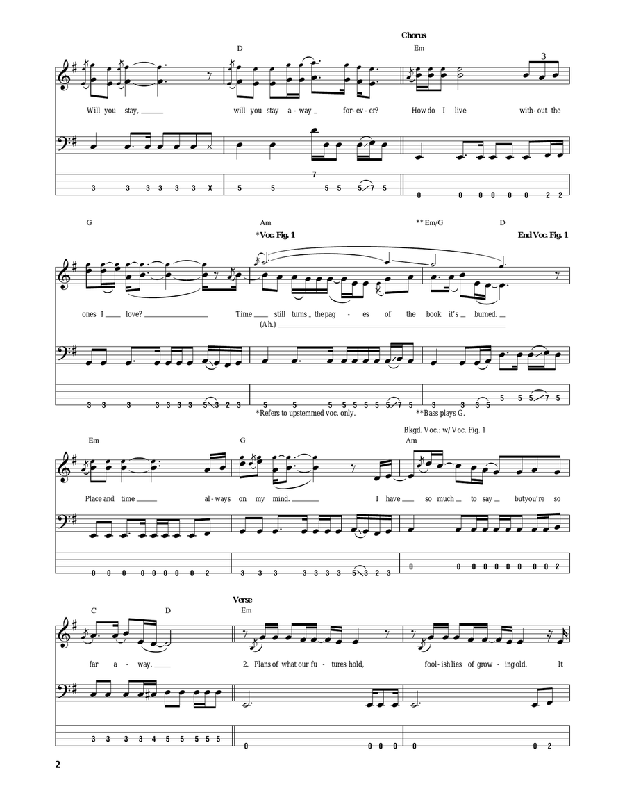 So Far Away Bass Guitar Tablature scores gallery preview page 2
