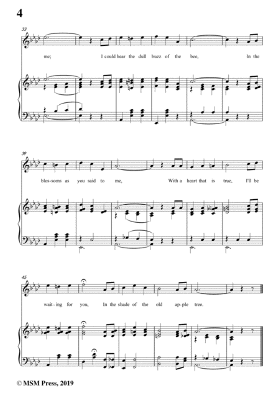 Egbert Van Alstyne-In The Shade of the Old Apple Tree,in A flat Major,for Voice&Piano Voice scores gallery preview page 6