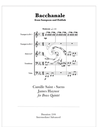 Bacchanole from Samson and Delilah for Brass Quintet