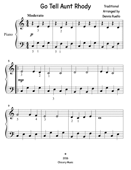 Go Tell Aunt Rhody (big note) - Piano Solo - Easy Beginner image number null