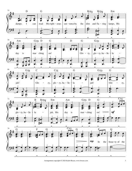 Battle Hymn of the Republic - piano solo with lyrics and chords image number null